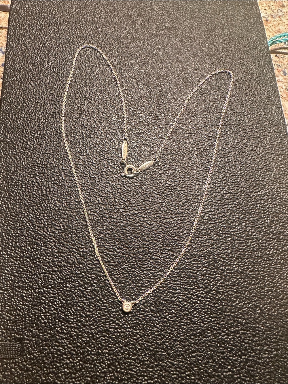 Tiffany & Co. Elsa Peretti Diamonds by the Yard Necklace Sterling Silver 16" .03